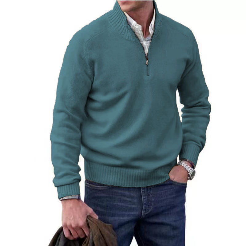 Men's Zipper Stand up Collar Sweater Wool Men's Warm Sweater - Tech genius & freaks