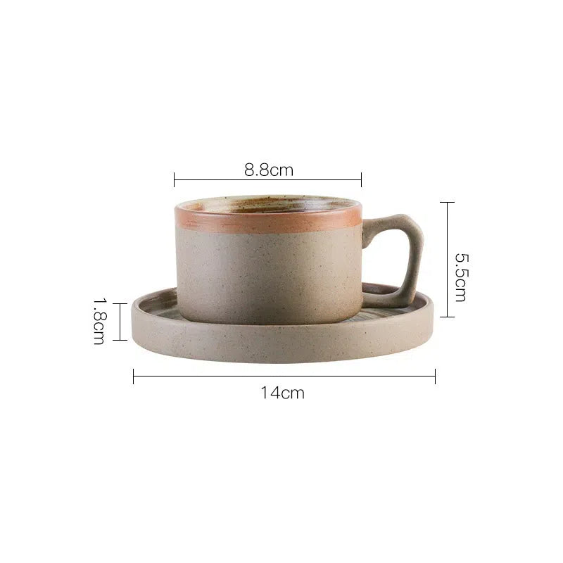 Coarse pottery coffee cup and plate set creative handmade retro coffee cup artistic cup plate milk cup - Tech genius & freaks