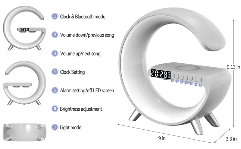 Bluetooth Speaker Wireless Charger Lamp - Tech genius & freaks