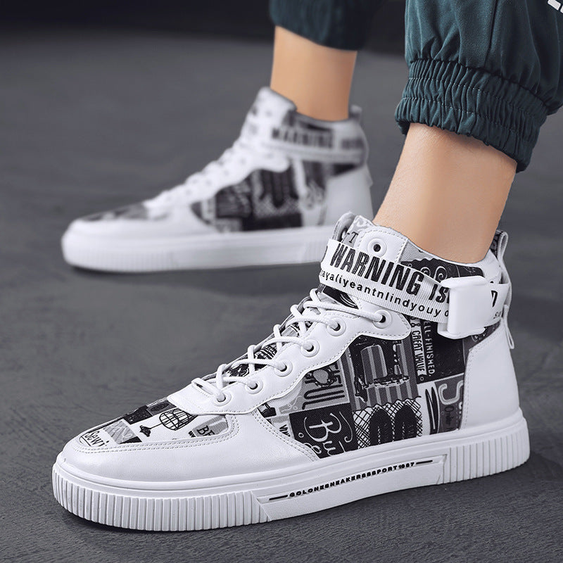 Spring men's trendy shoes, new black high top shoes for teenagers, sports shoes for boys, junior high school students, and men's adobe shoes - Tech genius & freaks