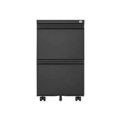 Metal 2 drawer mobile file cabinet with lock, 25.6-inch high legal/letter size file storage cabinet black - Tech genius & freaks