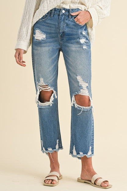 Annie Wear Vintage Distressed Cropped Jeans - Tech genius & freaks