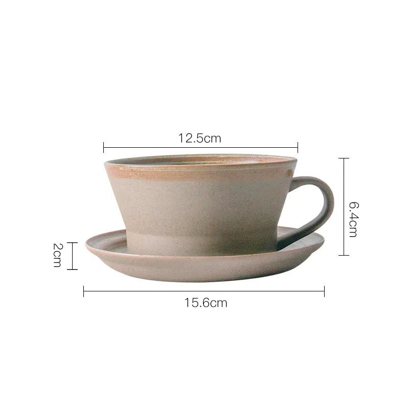 Coarse pottery coffee cup and plate set creative handmade retro coffee cup artistic cup plate milk cup - Tech genius & freaks