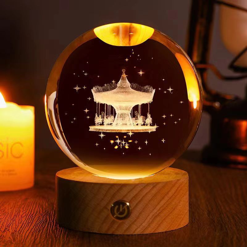 Starry Sky 3D Micro Landscape Crystal Ball Home Desktop Creative Interior Carving White Crystal Ball Ornament Craft Gift product - Tech genius & freaks