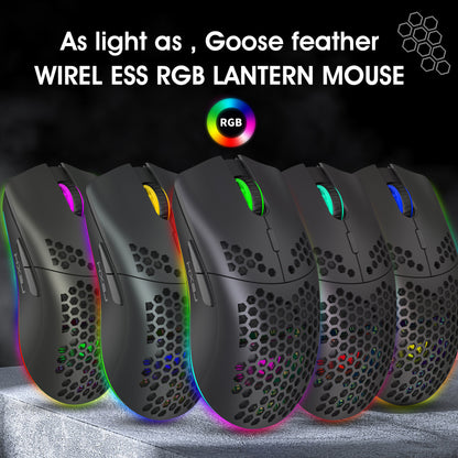 Lightweight hollow hole mouse RGB wireless 2.4G charging game light computer office mouse - Tech genius & freaks