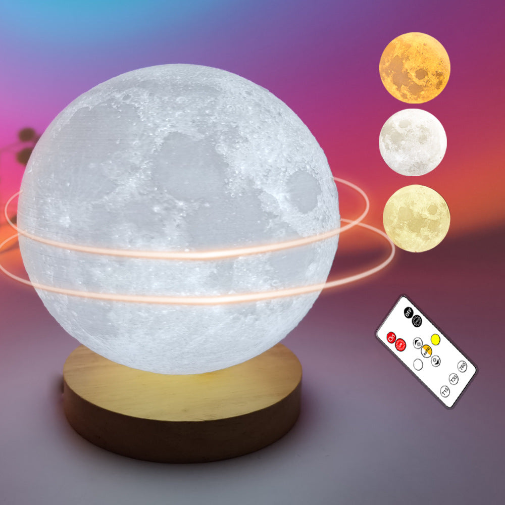 Rotating Moon Lamp Intelligent Voice Moon Lamp New Planet Lamp Bedroom Bedside Table Lamp Suspension - Tech genius & freaks