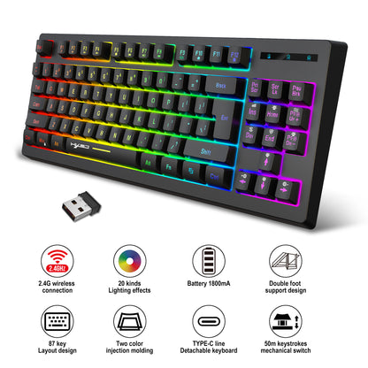 87 key wireless 2.4G film keyboard RGB backlit wireless keyboard - Tech genius & freaks