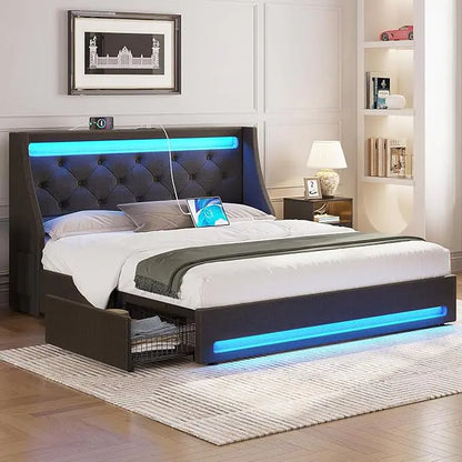 Charger & Light Full Bed Frame - Tech genius & freaks