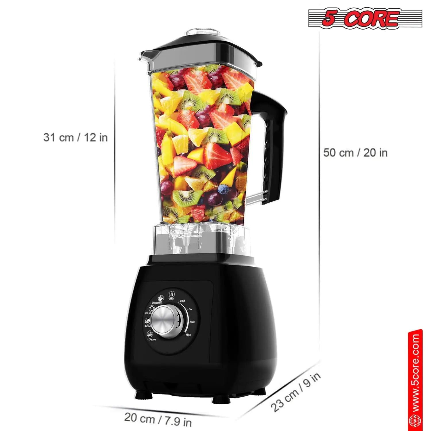 5Core Power Blender 2000W for Smoothies with 68oz Jar - Tech genius & freaks