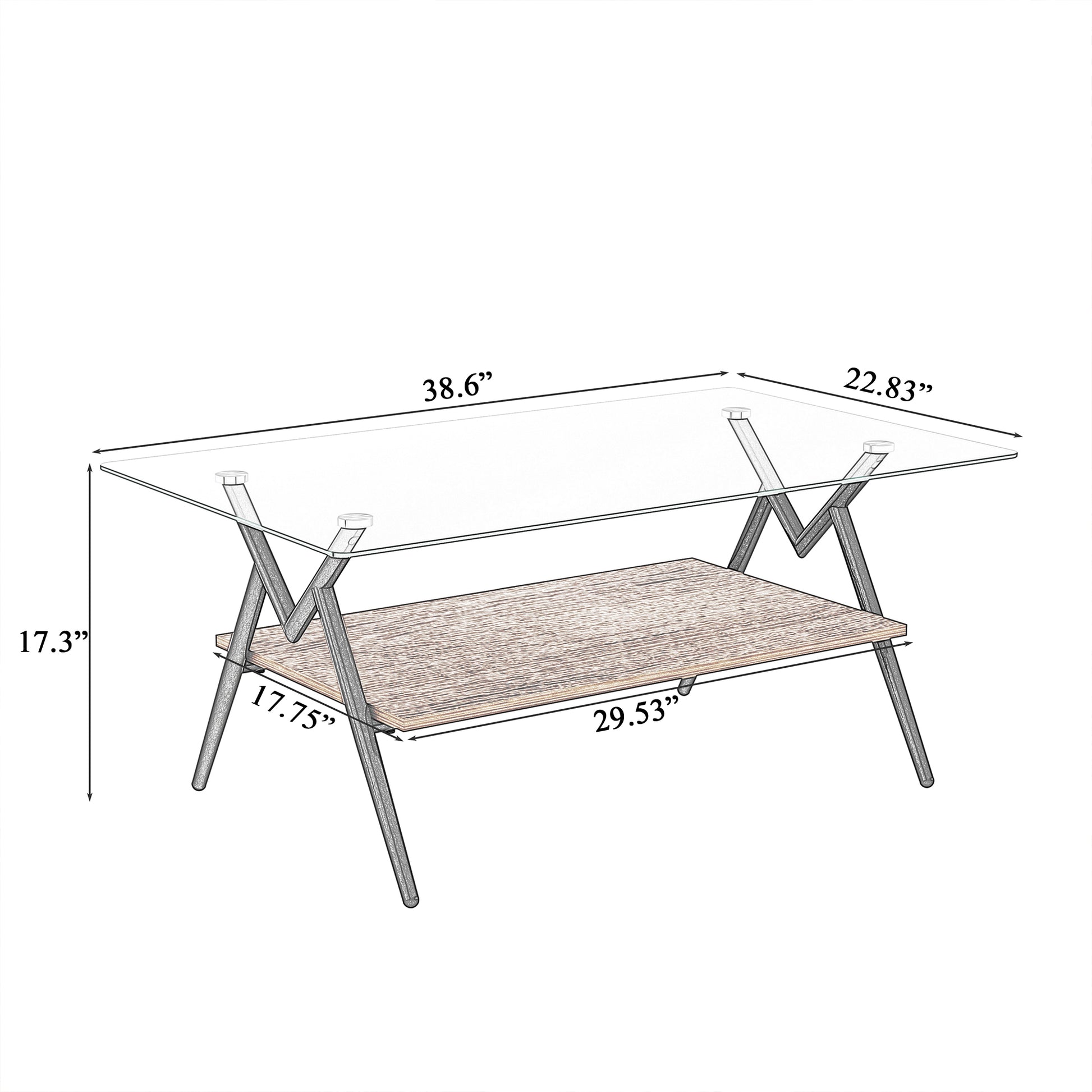 Rectangle Coffee Table with Tempered Glass top and Black Metal Legs, Modern Table for Living Room , Transparent Glass - Tech genius & freaks