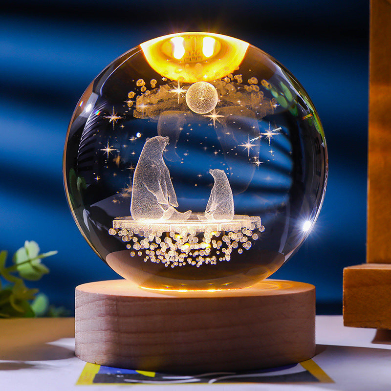 Starry Sky 3D Micro Landscape Crystal Ball Home Desktop Creative Interior Carving White Crystal Ball Ornament Craft Gift product - Tech genius & freaks