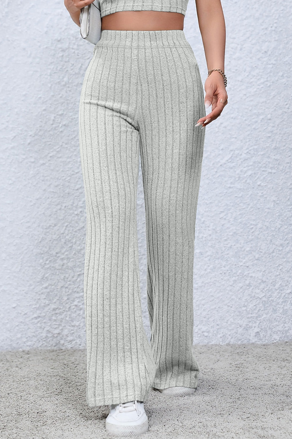 Basic Bae Ribbed High Waist Flare Pants - Tech genius & freaks