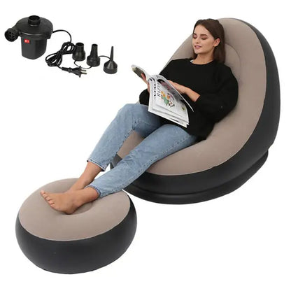 Inflatable Air Mattress Lazy Sofa Deck Chair Comfortable Leg Stool Rest Single Beanbag for home and Outdoor Use - Tech genius & freaks