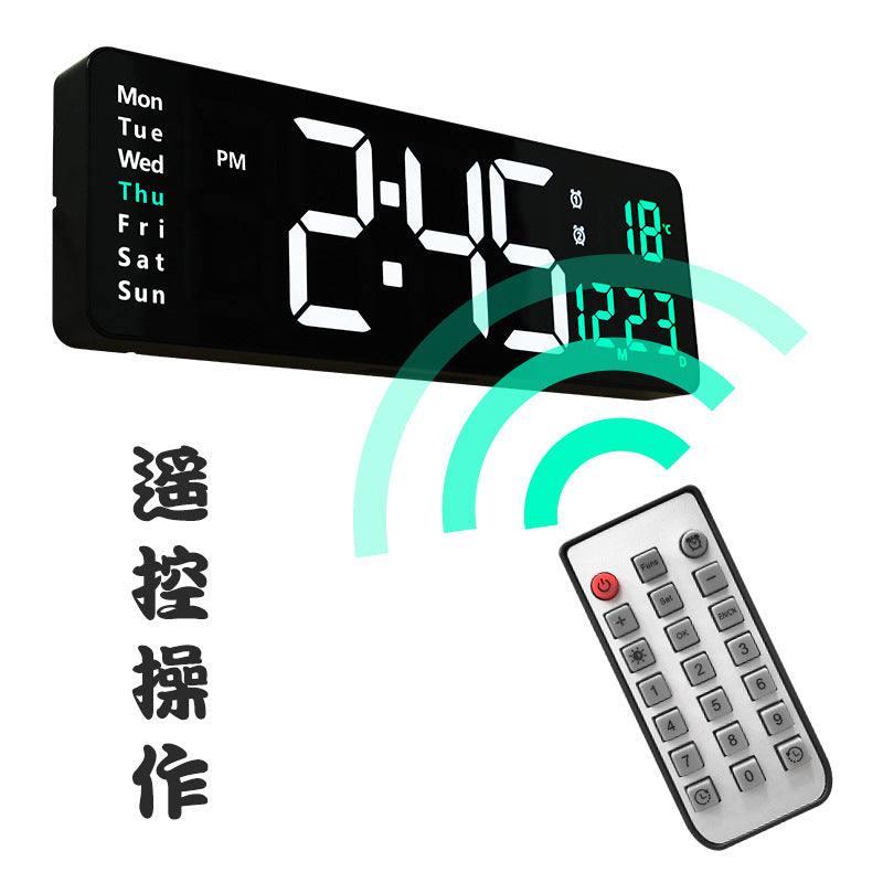 13/16 Inches Large LED Digital Wall Clock ,Wall Mounted Remote Control Temperature Date Week Display Timer Dual Alarm Clock - Tech genius & freaks