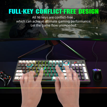 Gaming keyboard RGB backlight two-color keycaps gray and white double color 2.4G wireless membrane keyboard - Tech genius & freaks