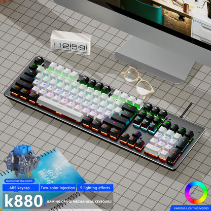 K880 wired mechanical keyboard customized hot swappable office computer 104 key e-sports game - Tech genius & freaks