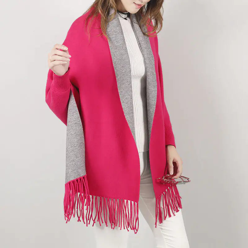 Dual Charm Fringed Poncho - Tech genius & freaks