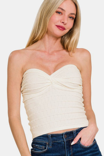 Zenana Sweetheart Ruched Neckline Top - Tech genius & freaks