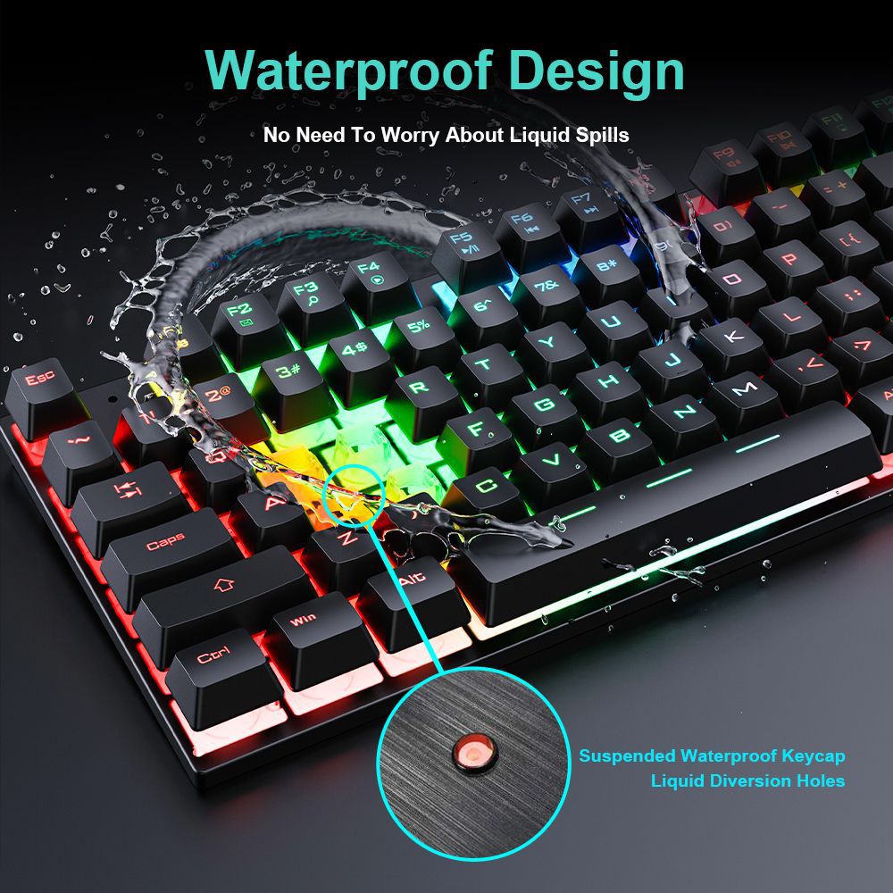 Wired gaming keyboard floating keycap rainbow backlit keyboard and mouse set AN-300 - Tech genius & freaks