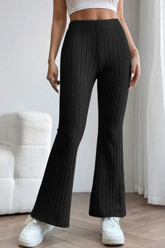 Basic Bae Ribbed High Waist Flare Pants - Tech genius & freaks