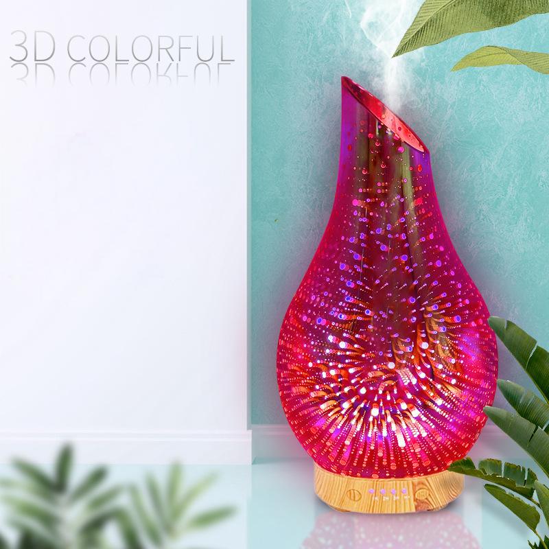 100ml Aromatherapy Machine Humidifier 3D Colorful Fireworks Aromatherapy Night Light Glass Home Ultrasonic Essential Oil Diffuser - Tech genius & freaks