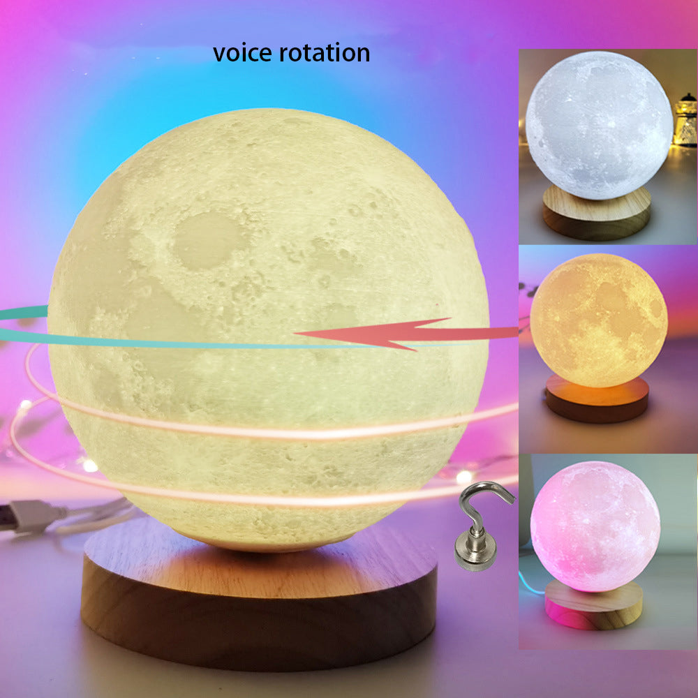 Rotating Moon Lamp Intelligent Voice Moon Lamp New Planet Lamp Bedroom Bedside Table Lamp Suspension - Tech genius & freaks