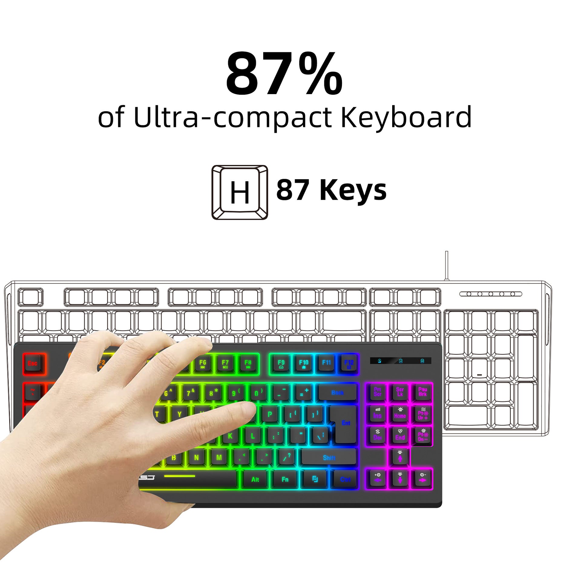 87 key wireless 2.4G film keyboard RGB backlit wireless keyboard - Tech genius & freaks