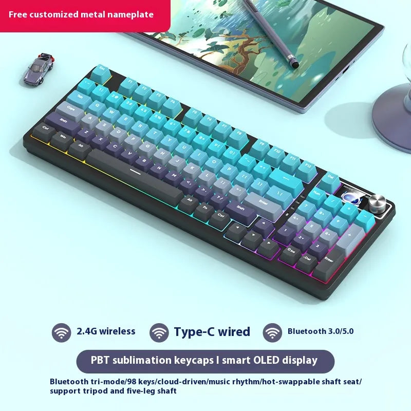 Wireless 98-Key Hybrid Mechanical Keyboard - Tech genius & freaks