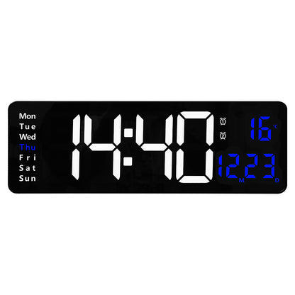 13/16 Inches Large LED Digital Wall Clock ,Wall Mounted Remote Control Temperature Date Week Display Timer Dual Alarm Clock - Tech genius & freaks