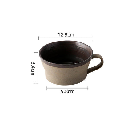 Coarse pottery coffee cup and plate set creative handmade retro coffee cup artistic cup plate milk cup - Tech genius & freaks