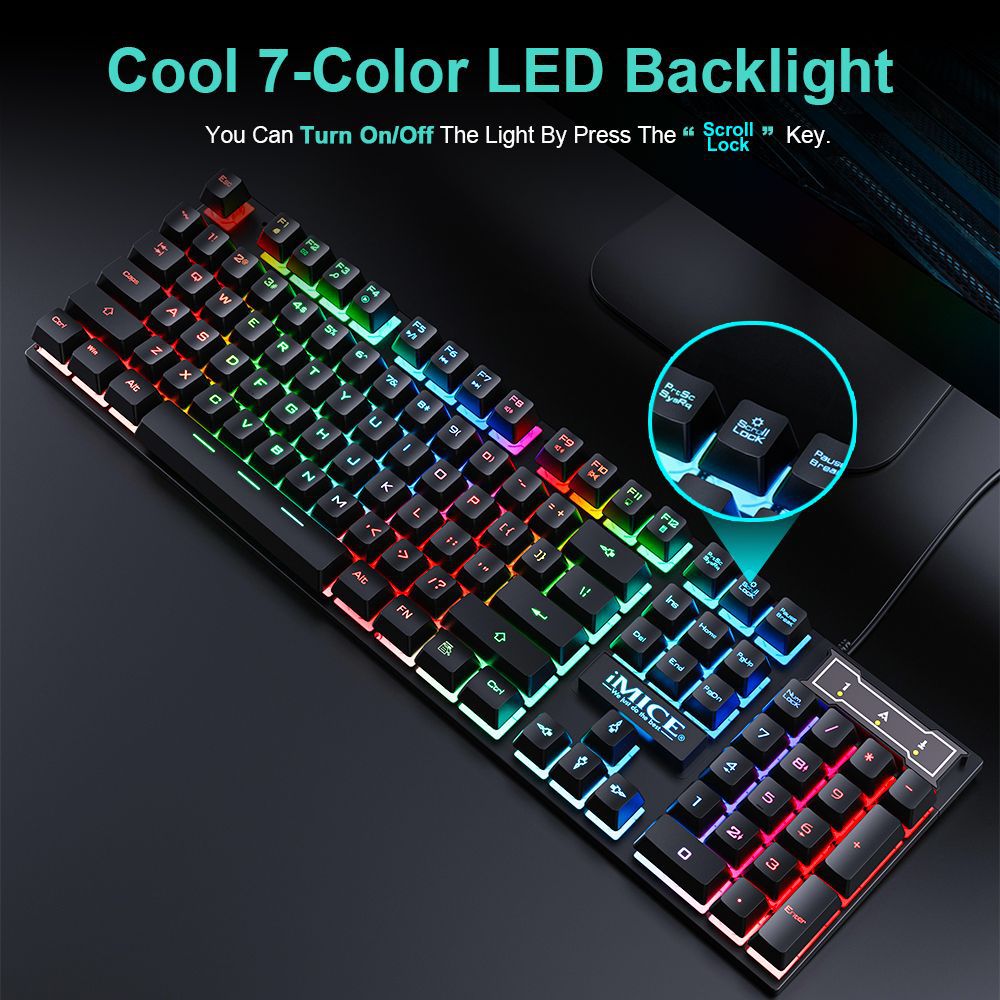 Wired gaming keyboard floating keycap rainbow backlit keyboard and mouse set AN-300 - Tech genius & freaks