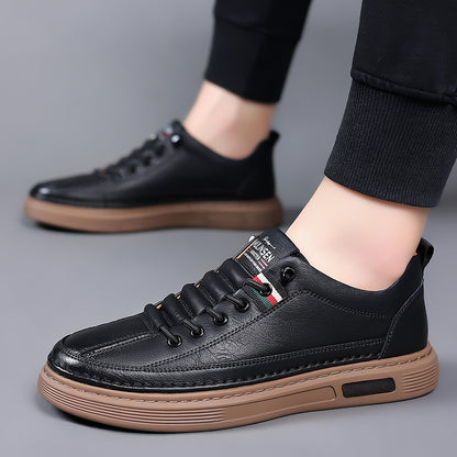 Trendy and versatile men's casual shoes, board shoes, leather soft soled breathable leather shoes - Tech genius & freaks