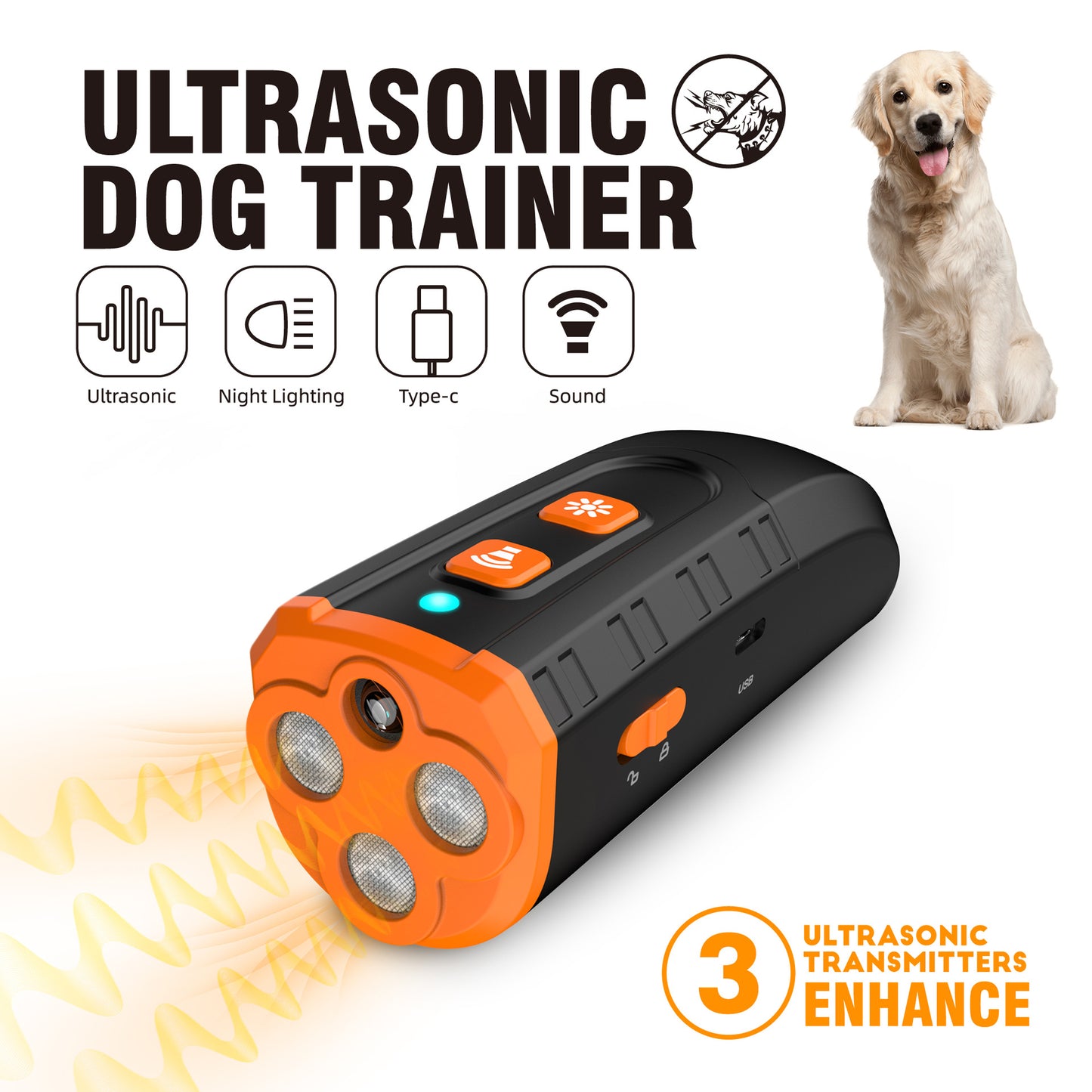 Handheld Ultrasonic Dog Trainer Portable Barking Stopper Dog Repellent Pet Training Supplies - Tech genius & freaks