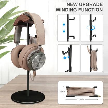 Chic Walnut & Aluminum Headphone Holder