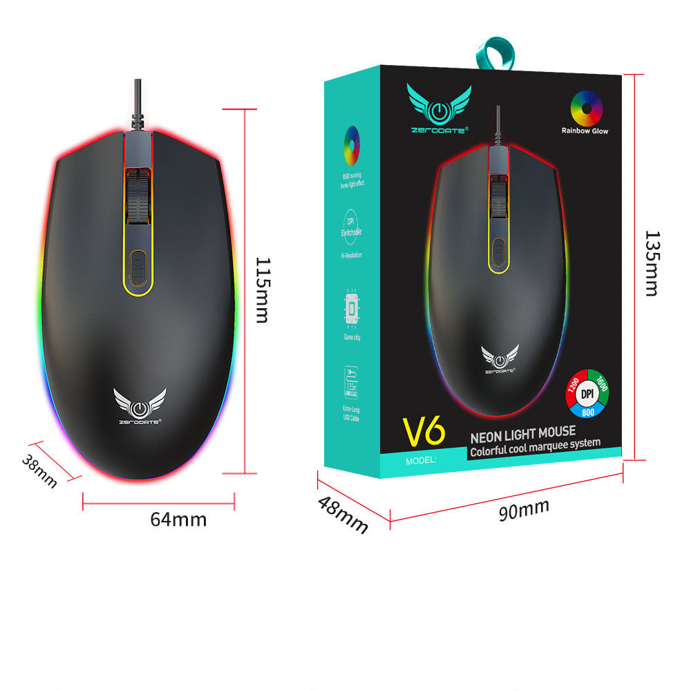 USB illuminated wired mouse, computer peripherals, e-sports games, colorful RGB scrolling light mouse - Tech genius & freaks