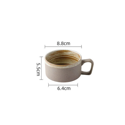 Coarse pottery coffee cup and plate set creative handmade retro coffee cup artistic cup plate milk cup - Tech genius & freaks