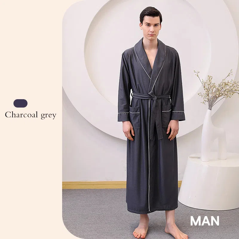 Thin satin bathrobe with quick drying water absorption for couples women's long and plus size yukata for men - Tech genius & freaks