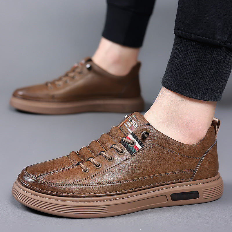 Trendy and versatile men's casual shoes, board shoes, leather soft soled breathable leather shoes - Tech genius & freaks