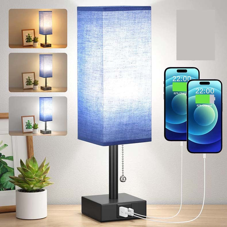 Linen 90 square desk lamp zipper switch three color temperature variable light A+C USB charging - Tech genius & freaks