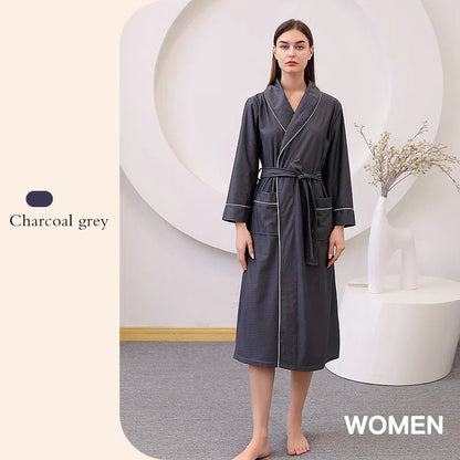 Thin satin bathrobe with quick drying water absorption for couples women's long and plus size yukata for men - Tech genius & freaks