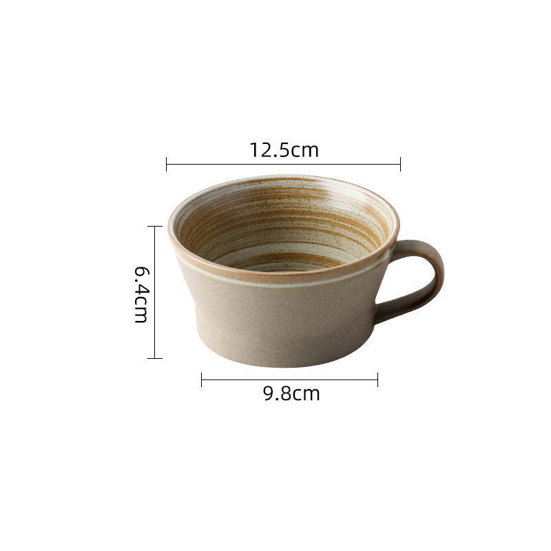 Coarse pottery coffee cup and plate set creative handmade retro coffee cup artistic cup plate milk cup - Tech genius & freaks