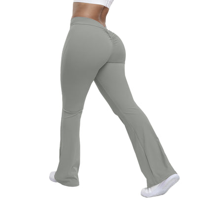 Peach trumpet pants for women, yoga high waisted and hip lifting tight pants, wide leg fitness pants for women - Tech genius & freaks