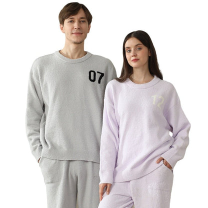 Autumn and Winter Half Fleece Couple's Home Clothes Set Head Style Multi Color Optional Plush Set Sleepwear - Tech genius & freaks