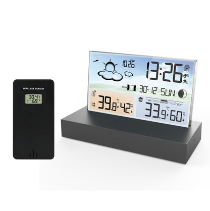 Transparent glass weather clock 3396C color screen RF wireless multi function weather forecast electronic alarm clock - Tech genius & freaks