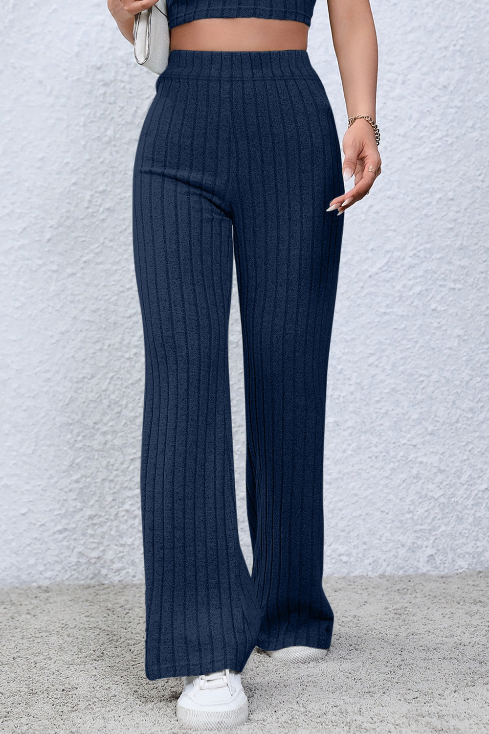 Basic Bae Ribbed High Waist Flare Pants - Tech genius & freaks