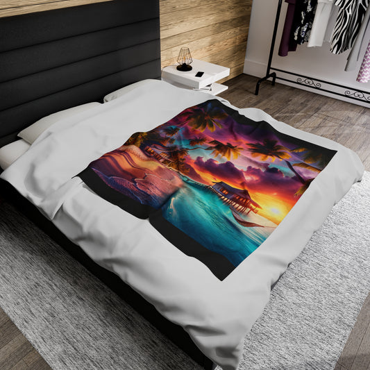 Velveteen Plush Blanket - Paradise Design - Tech genius & freaks