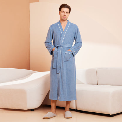 Bathrobe men's and women's towel fabric yukata long sleeved bath towel sleeping robe absorbent quick drying four season style - Tech genius & freaks