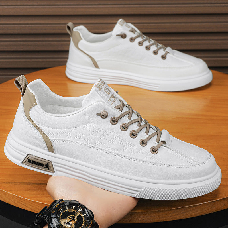 One foot men's shoes summer pilot casual shoes men's sports flat shoes anti slip waterproof white leather shoes spring - Tech genius & freaks