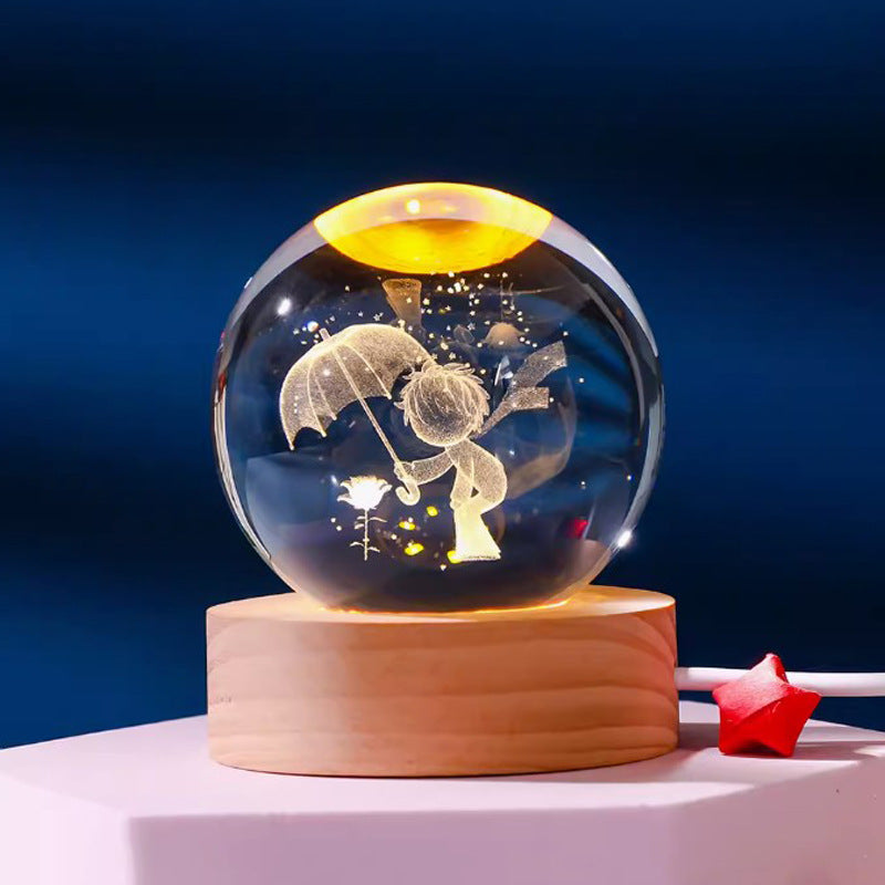 Starry Sky 3D Micro Landscape Crystal Ball Home Desktop Creative Interior Carving White Crystal Ball Ornament Craft Gift product - Tech genius & freaks