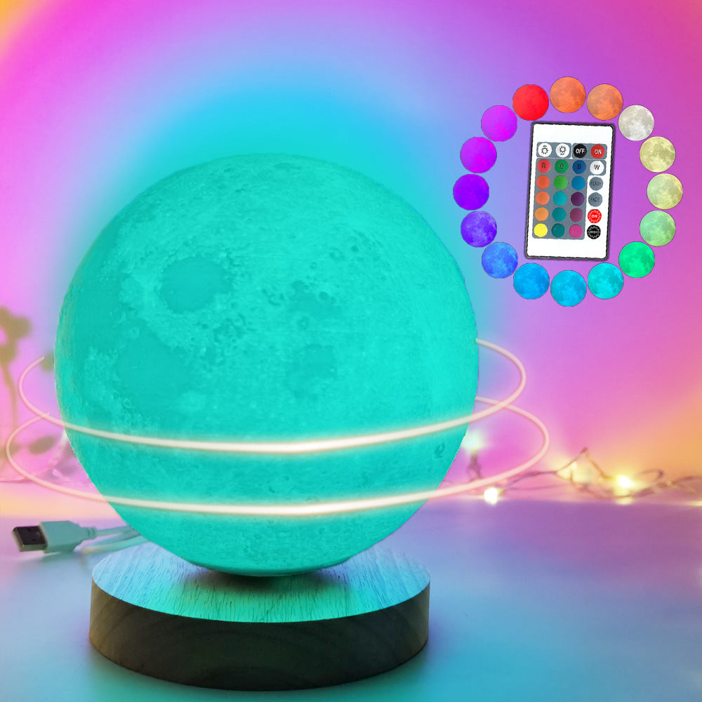 Rotating Moon Lamp Intelligent Voice Moon Lamp New Planet Lamp Bedroom Bedside Table Lamp Suspension - Tech genius & freaks